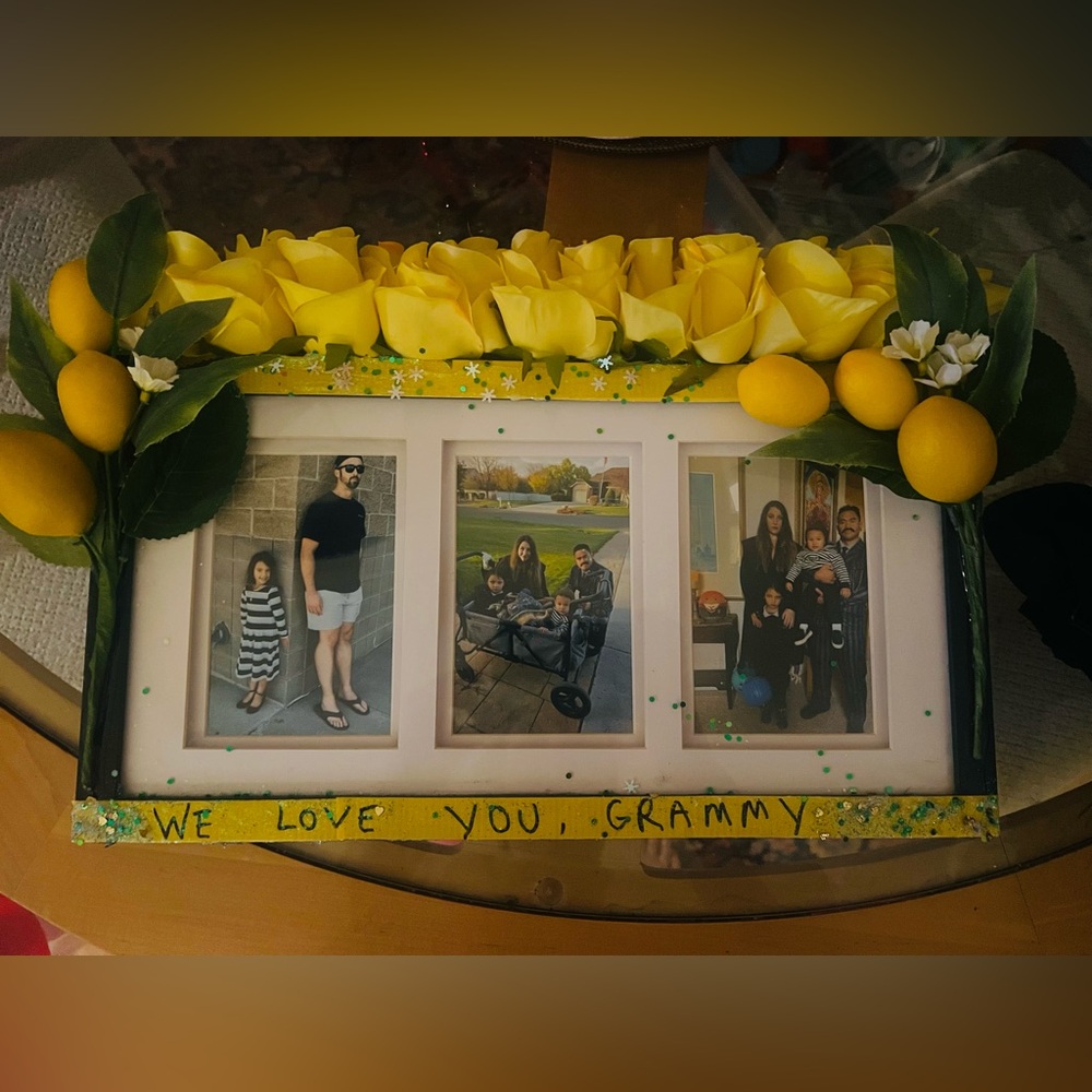 Yellow Floral Photo Frame with Lemons